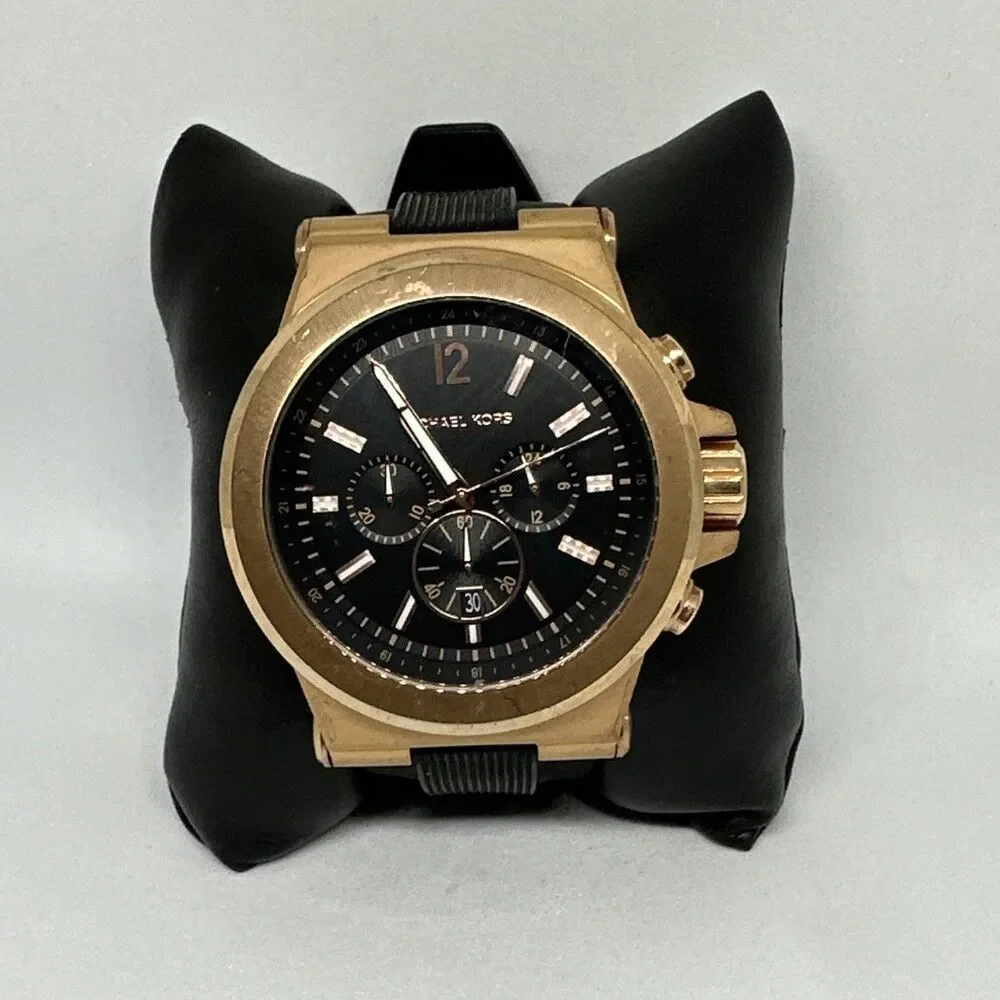 Michael Kors MK8184 Men's Black Silicone Strap Analog Dial Quartz Watch HME646